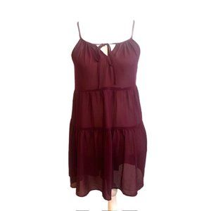 Kendall & Kylie Sundress Spaghetti Strap Maroon Ties in Front